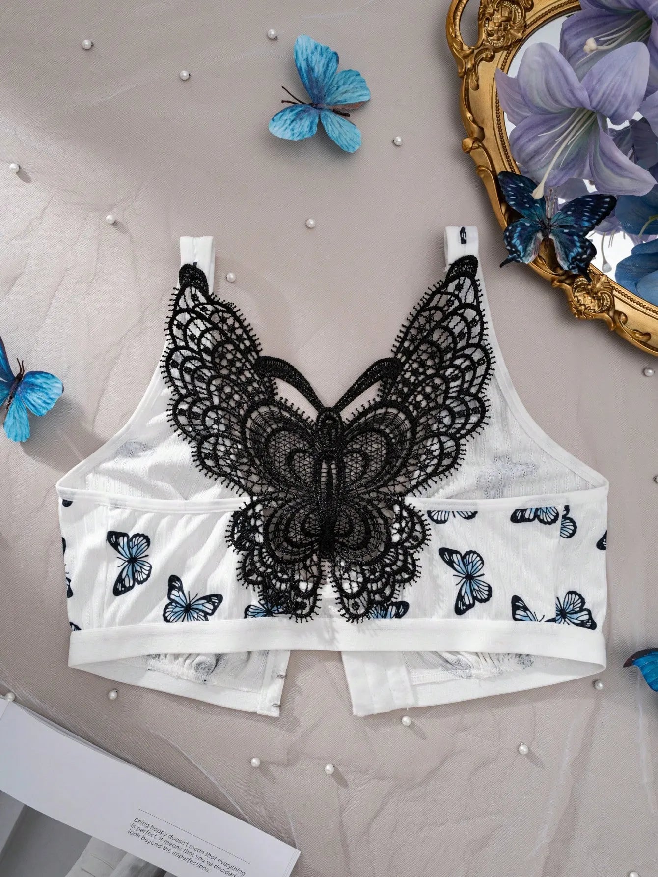 Women’s Front Closure Bra with Butterfly Print – Sexy Back Design, Comfortable & Stylish Lingerie