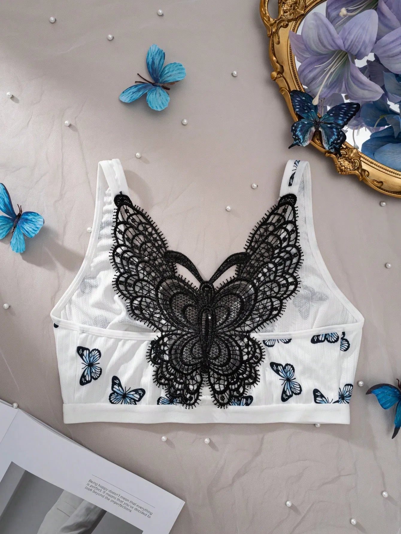 Women’s Front Closure Bra with Butterfly Print – Sexy Back Design, Comfortable & Stylish Lingerie
