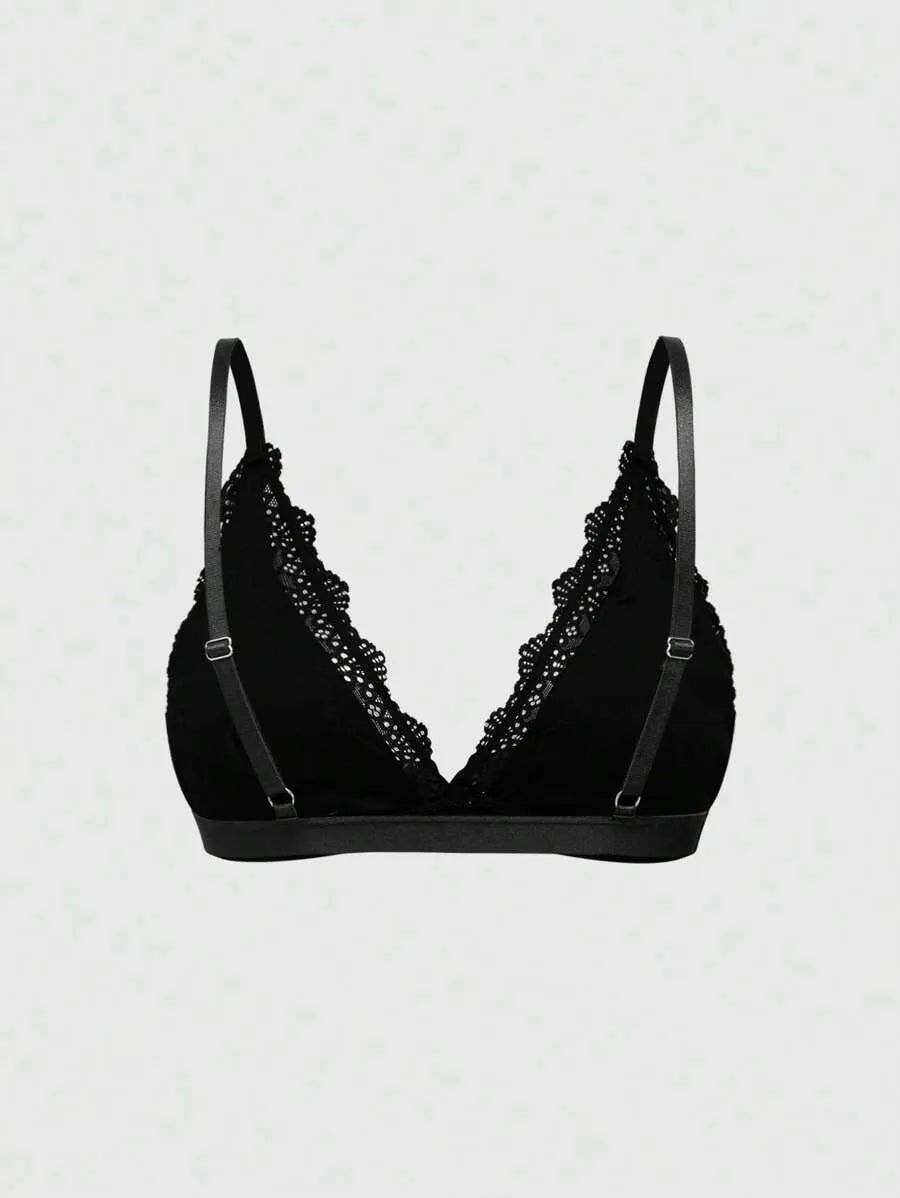 Women’s Deep V Lace Bralette – Wire-Free, Comfortable, Versatile Lingerie Bra