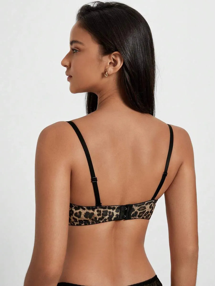 Leopard Print Super Push Up Bra – Sexy, Comfortable Lingerie with Enhanced Lift and Support