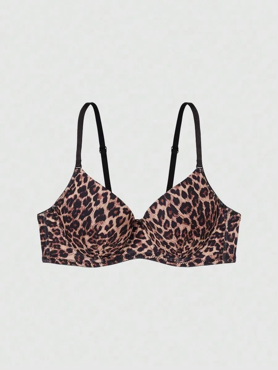 Leopard Print Super Push Up Bra – Sexy, Comfortable Lingerie with Enhanced Lift and Support