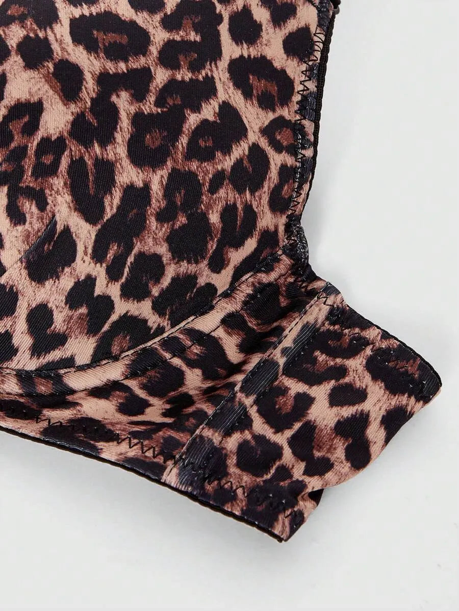 Leopard Print Super Push Up Bra – Sexy, Comfortable Lingerie with Enhanced Lift and Support